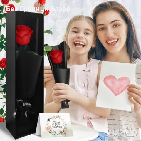 Нова Вечна истинска червена роза 3-5 години без поддръжка подарък жена, снимка 4 - Други - 53666866