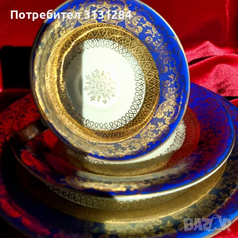 Seltmann шикозно бароково златно трио сет  за чай или кафе, снимка 2 - Други ценни предмети - 48379065
