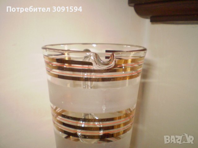 Старинен сервиз за вино кана с 5 чаши широк златен кант, снимка 8 - Други ценни предмети - 40463706