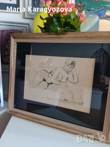 Стоян Венев 1904-1989, Оригинал, Подписана, акварел и туш, картина, снимка 4 - Картини - 50455285