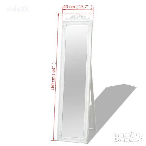 vidaXL Стенно огледало, бароков стил, 160x40 см, бяло, снимка 6 - Огледала - 56146375