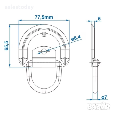 Скоба за под на ремарке, 76x66мм, снимка 3 - Аксесоари и консумативи - 52464639
