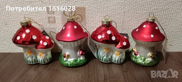 Красиви стъклени гъбки и таралежи - играчки за елха., снимка 5 - Декорация за дома - 47807616