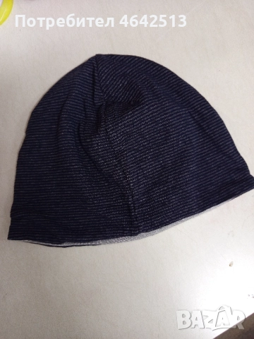 двулицева тънка памучна шапка две лица рае и сиво, снимка 6 - Шапки - 52302242