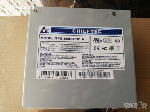 Компютърно захранване 350W Chieftec GPS-350EB-101 A 120mm FAN, снимка 1 - Захранвания и кутии - 40118616