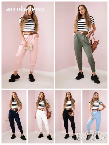 Дамски панталон с колан и джобове, 6цвята 