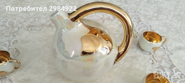 Комплект за ликьор седеф и позлата Императорски порцелан Франция, снимка 7 - Антикварни и старинни предмети - 53441719