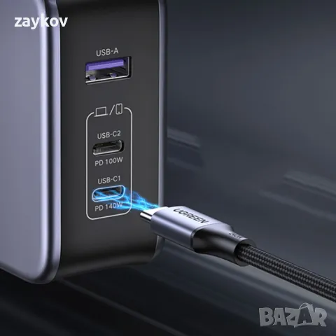 Ugreen Nexode GaN Fast Wall Charger 140W - захранване за ел. мрежа за лаптопи, смартфони , снимка 4 - Оригинални зарядни - 47698349