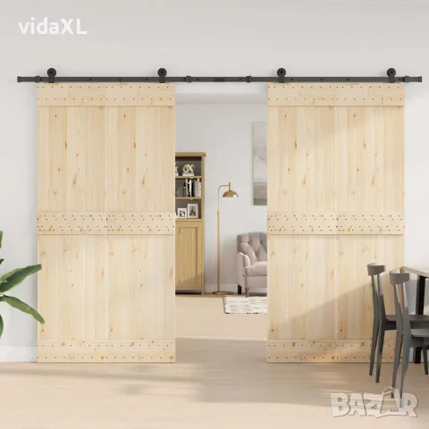 vidaXL Комплект механизъм за плъзгаща врата, 305 см, стомана, черен, снимка 3 - Железария - 56146973