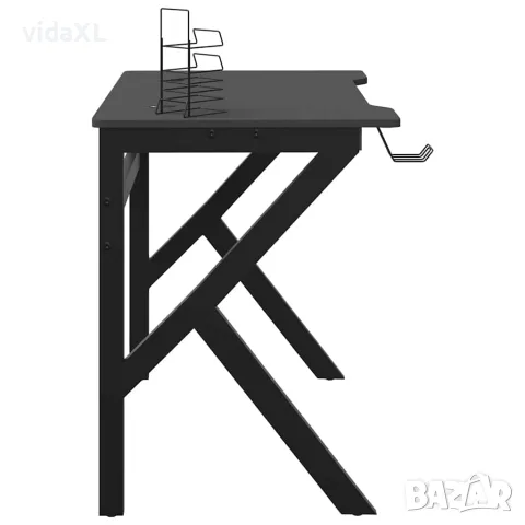 vidaXL Гейминг бюро с K-образни крака, черно, 90x60x75 см, снимка 5 - Бюра - 56146846