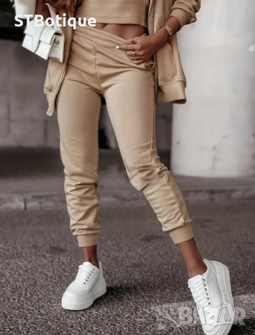 🌸 STBoutique – Дамски Стилен Бежов Комплект със Суитшърт и Панталони 🌸, снимка 4 - Комплекти - 52012552