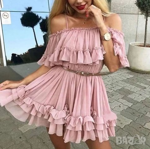 Уникална розова ефирна рокля за сватба кръщене