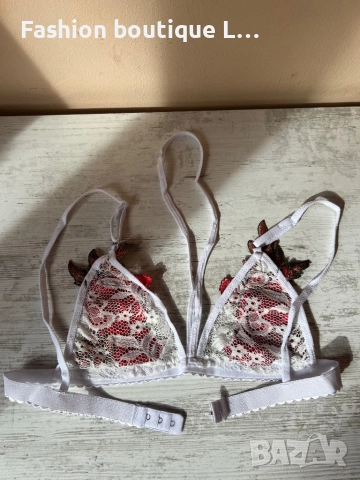 Ново бяло дантелено бюстие с лента и бродирано цвете и регулиращи се презрамки S , M , L , XL размер, снимка 5 - Бельо - 52197026