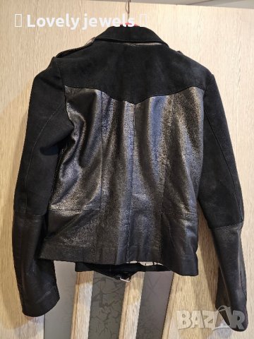 Дамско кожено яке черно естествена кожа велур, снимка 4 - Якета - 42673593