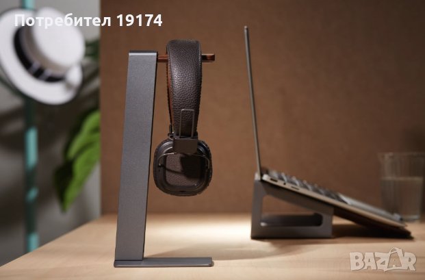 Компютърна стойка за слушалки (aлуминий и дърво), снимка 2 - Слушалки и портативни колонки - 44270961