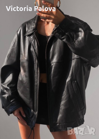 Кожено яке бомбър, Канада, унисекс, снимка 16 - Якета - 44758390