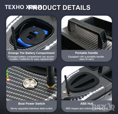 Лодка за захранка карбонова с 40 точков GPS с автопилот, снимка 14 - Такъми - 33610450