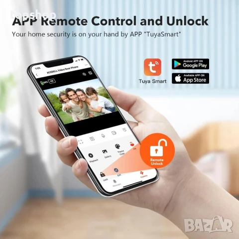 НОВА, ТЕСТВАНА Безжична WiFi видеодомофонна система с видео звънец, 1080P,  7-инчов сензорен екран.., снимка 10 - Други - 50577310