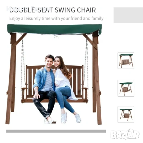 Градинска дървена люлка Outsunny , снимка 12 - Градински мебели, декорация  - 53701587