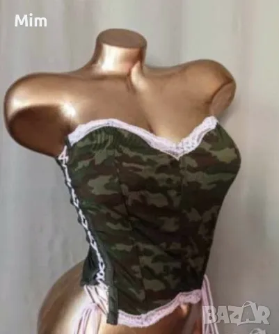 2XL Еластичен корсет камуфлаж с розова дантела 