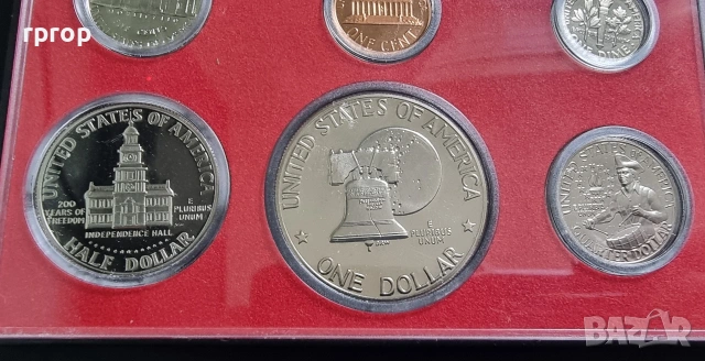 САЩ.
Пруф серия . Банкова капсула. Сан Франциско.
1975/1976 - 200  г. Независимост., снимка 6 - Нумизматика и бонистика - 47080010