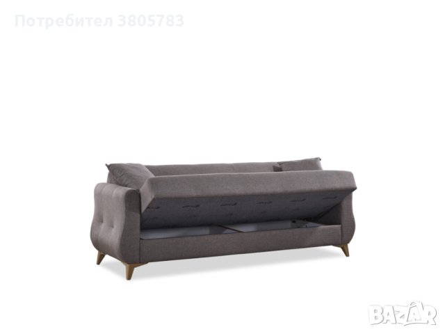 Разтегателен сив триместен диван , снимка 2 - Дивани и мека мебел - 44198587