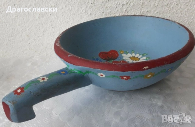Красиви дървени, рисувани лъжица с дръжка и съд - каче, снимка 11 - Декорация за дома - 28879534