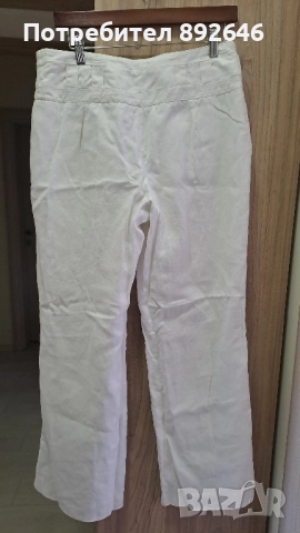 Бял ленен панталон размер М/L, снимка 3 - Панталони - 51864655