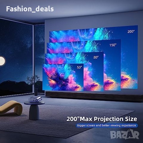 Нов мини преносим проектор за домашно кино, съвместим с iOS Android смартфон лаптоп, снимка 5 - Плейъри, домашно кино, прожектори - 41770315