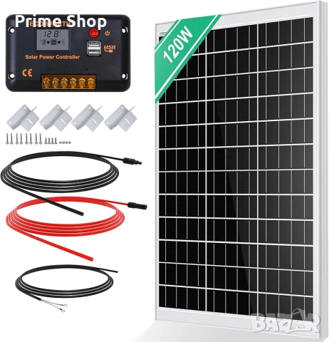 Соларен комплект - панел 120W 12V с 30A контролер, ECO-WORTHY 