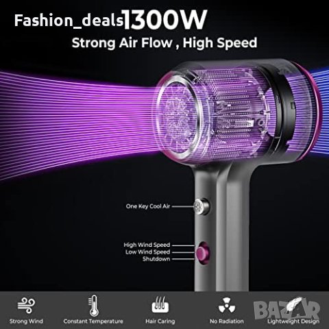 Нов Сешоар с дифузер за коса 1300W 2 скорости Жени Мъже Прическа, снимка 5 - Сешоари - 41480346