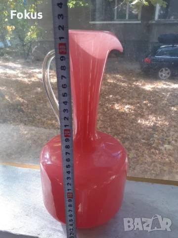 Невероятна голяма розова кана гарафа декантер Опалин, снимка 4 - Антикварни и старинни предмети - 51169450