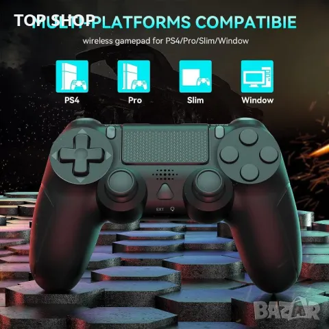 Безжичен контролер за PlayStation 4 и компютър от Batteltron, снимка 4 - Аксесоари - 48469757