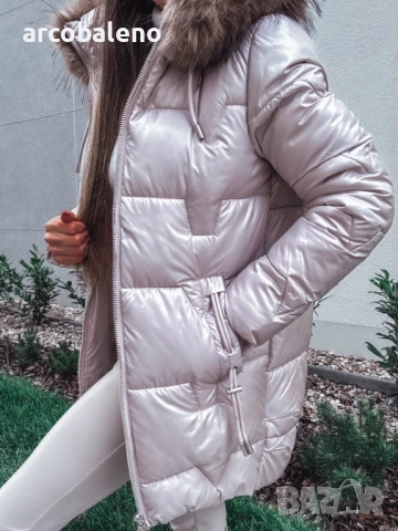 Дамско ватирано бежово яке , снимка 3 - Якета - 52255566