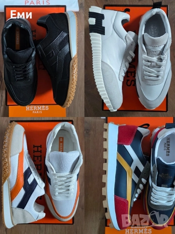 Hermes Bouncing Sneakers Естествена кожа и велур мъжки обувки сникърси 