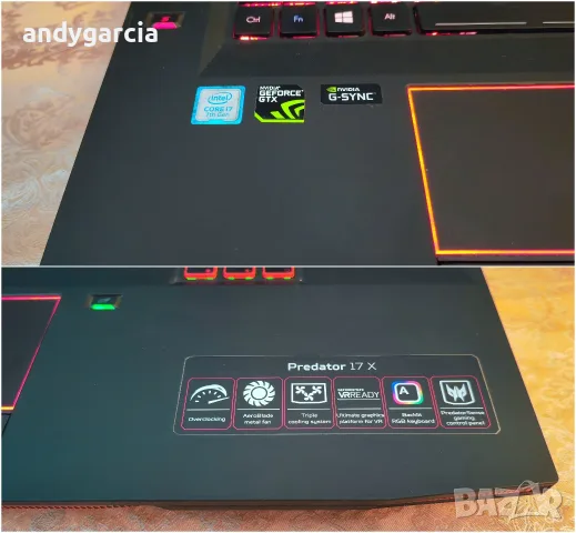Acer Predator 17X/Core i7-7820HK/NVIDIA GeForce GTX 1080 8GB/16GB RAM/256GB SSD+1TB/17.3 UltraHD 4K, снимка 8 - Лаптопи за игри - 56084605