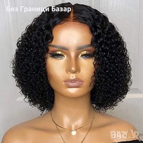 Нова Къса къдрава афро перука без лепило, естествен вид, дълбоки вълни, снимка 6 - Аксесоари за коса - 52163064