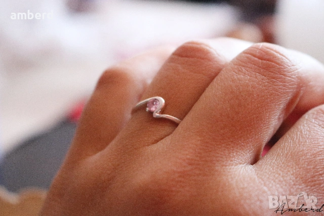 Елегантен и нежен сребърен пръстен модел R059, снимка 5 - Пръстени - 53557088