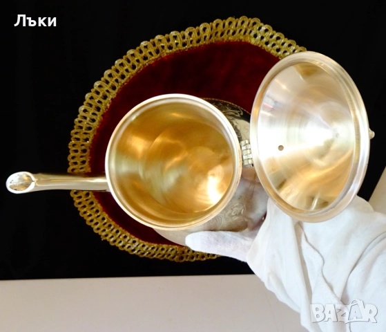 Бронзова кана 1 кг.,гравирана,барок. , снимка 3 - Антикварни и старинни предмети - 51712747