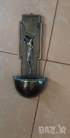 Ретро съд за светена вода* Църковна утвар* Окачва се на стена, снимка 2 - Антикварни и старинни предмети - 51036629