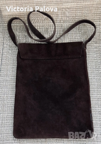 Кафява чанта естествен велур, снимка 5 - Чанти - 51737281