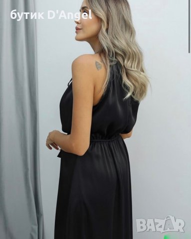 Дълга рокля в черен цвят с цепка, снимка 4 - Рокли - 41804773