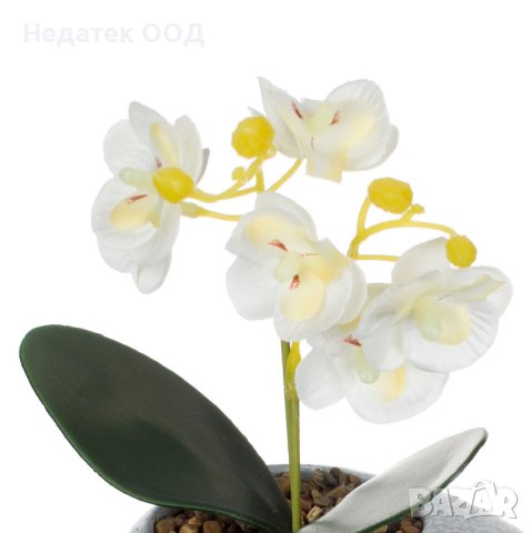 Саксия с камъчета и орхидея, 12x10x18см, снимка 2 - Изкуствени цветя - 41525958