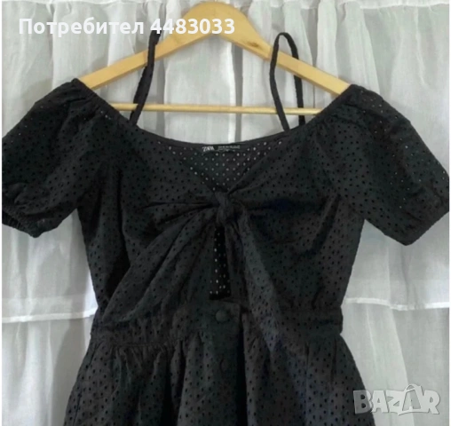Черна къса рокля Zara, размер S , снимка 2 - Рокли - 53825548