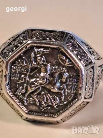 мъжки сребърен пръстен Св. Георги 