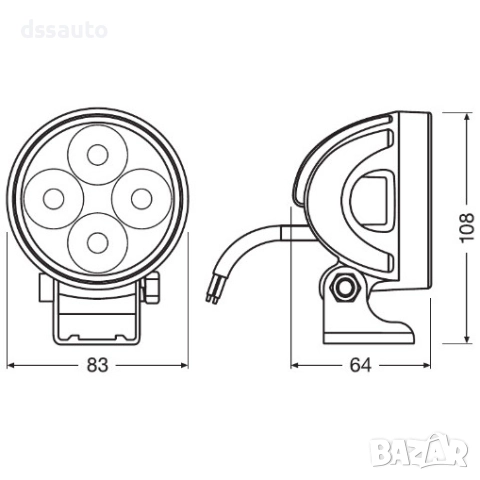 LED фар OSRAM LEDriving ROUND VX80-WD 12/24V 1150lm 6000K, снимка 3 - Аксесоари и консумативи - 52445751