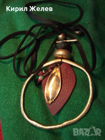 ДЕБЕЛО ПОЗЛАТЕНО ЕТНО - АРТ ФЛОРАЛНО КОЛИЕ МЕДАЛЬОН 34671