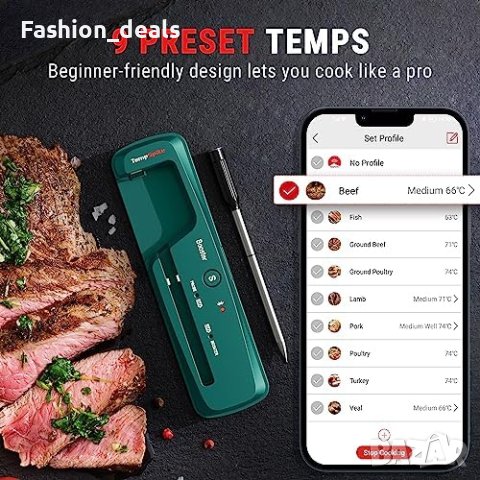Нов 150M Безжичен Bluetooth термометър за месо за печене на скара/Барбекю Фурна, снимка 2 - Други стоки за дома - 41538469