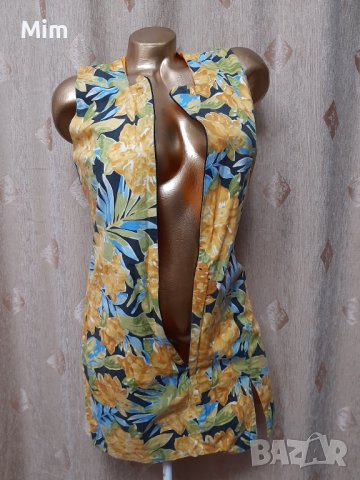 М Рокля с две лица в жълто с цветя и в оранжево &, снимка 10 - Рокли - 41303540