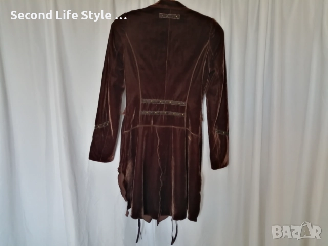 Стиймпънк дамска кадифена рокля/туника с капси и копчета р-р M, снимка 8 - Рокли - 52958780